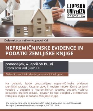 Delavnica o nepremičninskih evidencah in podatkih zemljiške knjige 1